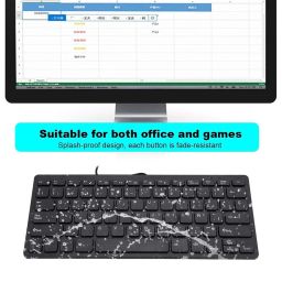 Spanish Keyboard, Wired Mini Portable Spanish Keyboard USB Interface for Desktop Computer Ultra-thin 78 Keys, Ultra-thin Mini USB Wired Keyboard image 1