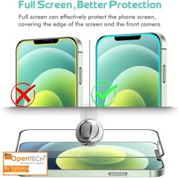 OpenTech® Military-Grade Gorilla Tempered Glass Screen Protector Compatible for iPhone 12/12 Pro with Edge to Edge Coverage and Easy Installation kit image 2