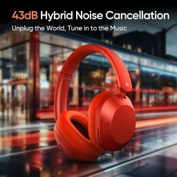realme TechLife Studio H1 Over The Ear Headphone with 70Hours Playtime 360° Spatial Audio, 40mm Drivers, 80ms Superlow Latency, 43 dB Adaptive ANC-Red image 3