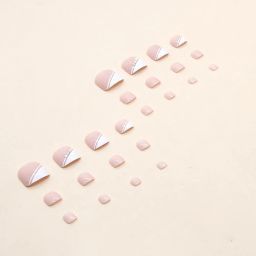 Premium Designer 24pcs Toe Stick-on Nails set, with Easy Glue Tab application, Nails are Reusable & Unbreakable (F048) image 3