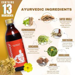 Domorx Syrup (300 ml) | 100% Ayurvedic Men's Tonic | Energy, Stamina & Vitality For Men's | Herbal Formula of 13 Ingredients - Safed Musali, Shatavari, Gokshur, Ashwagnada, and Semal | Vegan (1) image 3
