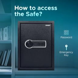 Speedy 56 Litres | Digital Locker for Home and Office with 2-way Access | Password and Emergency Key | Safe locker for home with digital keypad and LED light | 56 Litres (Black) image 1