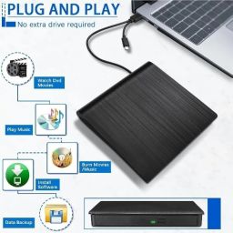 VOOCME DVD Drive USB 3.0 Type-C CD Burner Portable CD +/-RW Drive DVD Player for ROM Rewriter Burner Compatible with Laptop Desktop PC Windows MakBook Li-nux Mak OS image 2