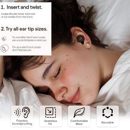 LeafLoom Ear Plugs for Noise Reduction, Soft Silicone Earplugs for Noise Cancelling, Ear Buds for Sleeping, Flight Travel, Studying - Includes 6 Ear Tips (S/M/L), Black image 5