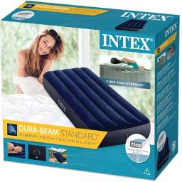 Intex Single Inflatable Air Bed Cot Size : 30W X 75Lx 10H Inch | Polyvinyl Chloride - Blue image 4