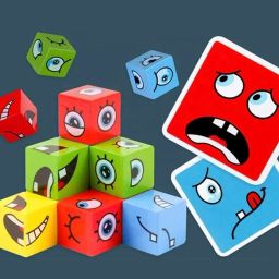 Umadiya® Face Changing Cube Building Blocks Puzzle, Wooden Face Expression Toy, Educational Face Matching Family Board Game for Kids (16 Wooden Puzzles and 72 Cards) (with Metal Box) image 4