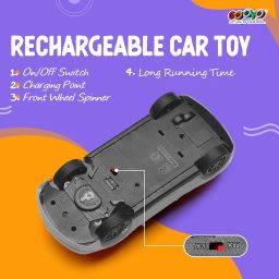 Gooyo GY-222CH Rechargeable Remote Control Car Toy | White Color, Power Source: Lithium Rechargeable Battery for Car (Included) & 2xAA Battery for Remote Controller (Not Included) image 1