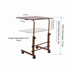 Foldable Wooden Laptop Table for Bed, Study Table with Drawer, Tablet/Mobile Holder for Kids & Adults - Multipurpose Hight Ajustable Table (WOOD HEIGHT ADJUSTABLE) image 2