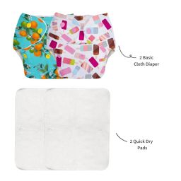 SuperBottoms BASIC EASY - Pack of 2 | 2 Cloth diaper+2 inserts- Freesize Adjustable, Washable and Reusable Cloth Diaper for babies 0-3 Years | - Assorted 2 image 2
