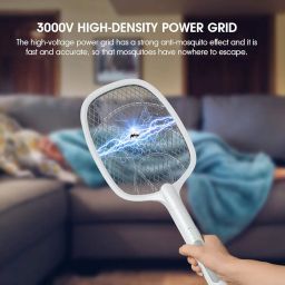 imirror Bug Zapper, Mosquito Killer Mosquitoes Trap Lamp & Racket 2 in 1, USB Rechargeable Electric Fly Swatter for Home and Outdoor Powerful Grid 3-Layer Safety Mesh Safe to Touch image 1
