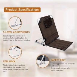 Spacecrafts Adjustable Bed Backrest Sit-Up | Foldable Ms Steel Frame | Comfortable Cloth Breathable Bed Backrest For Eldery Disabled & Injured| Portable Yoga Chair | Meditation | Relaxing, 20.87 Inch image 1