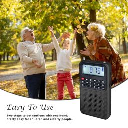 YOFITS YF39 Portable FM AM Radio with Bluetooth, Voice Recording, TF Card Support, Stable Signal Reception, LED Emergency Light, Compact Design for Home and Outdoor Use(Black) image 4