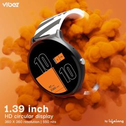 Vibez by Lifelong Fusion Smart Watch for Men & Women, 1.39" HD Display,360 * 360 Pixels,550 Nits,BT Calling Smartwatch, Heart Rate Monitoring, Spo2, IP67, Multi Sports Mode (Vbsw2268, Orange & Black) image 1