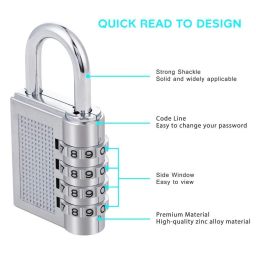 House Hatch Bag Lock Pad Lock Combination Locks for Door Password Key Home Digital Finger Padlock Deal Security Smart 4-Digit Safe Pin Hand Bag (Pack of 1) Silver image 2