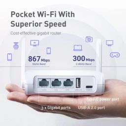GL-SFT1200 (Opal) Secure WiFi Router on the Go - AC1200 Dual Band Gigabit Wireless Internet Router | IPv6 | USB 2.0 | MU-MIMO | 128MB Memory | Repeater Bridge | Access Point Mode image 3