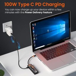 Portronics MPort View One 5-in-1 USB Type-C Hub,Type-C PD&Data, USB 3.0 SuperSpeed,USB 2.0,RJ45 Ethernet, 4K@30Hz HDMI,Transparent Case for Laptop, PC & More (Black) image 3