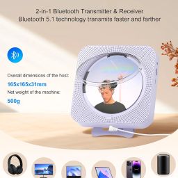 CD Player Portable Bluetooth Desktop CD Player for Home, Mini Cute CD Players for Kids, Built-in Dual Speakers and LED Display with Remote Control, Supports CD/FM Radio/USB/AUX/Timer/Repeat (Purple) image 5