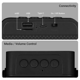 ZEBRONICS County 8, Portable Bluetooth Speaker, 8 Watts, Upto 7 Hours Playback, Passive Radiator, BTv5.3 | TWS | USB | mSD, RGB LED, Call Function, Compact Design, Carry Strap (Black) image 5