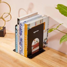 Amazon Basics MS Metal Bookend for Office, Home, Bedroom | Set of 2 | Black image 4