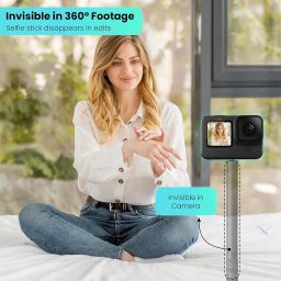 3-in-1 Bullet Time Handle Bundle with Invisible Selfie Stick & 360° Rotating Tripod – Foldable Monopod Rod for Insta360 One X4, X3, ONE R, RS, and Ace Pro Accessories (Black) image 3