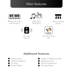 Casio CDP-S360BK (KP81) Beginner's Piano with Scaled Hammer Action 88 Keys, Duet Mode and Midi support image 3