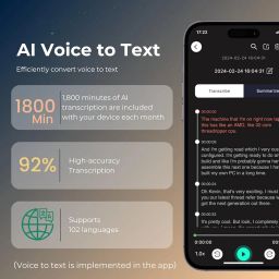 Digital Voice Recorder with APP for Voice-to-Text Transcription, GPT-4o Summary, Mind Mapping, Playback Support, Voice Activation, 64GB Aluminum Alloy Dictaphone, Space Gray – by FoCase Rec image 3
