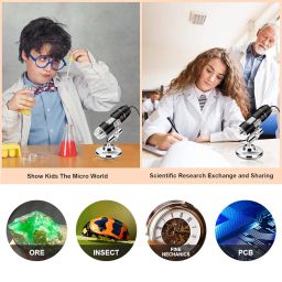 USB Microscope Camera 40X to 1000X, Cainda Digital Microscope with Metal Stand & Carrying Case, Compatible with Android Windows Linux Mac, Portable Microscope Camera for Kids Students Adults (Black) image 5