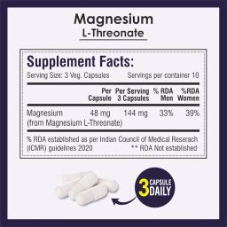 Biotrex Nutraceuticals Magnesium L-Threonate, Supports Brain Health & Cognitive Function, Highly Bioavailable Magnesium - 30 Veg Capsules image 4