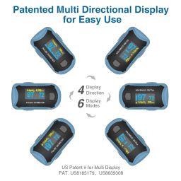 CHOICEMMED MD300C29 Finger Pulse Oximeter with Color OLED Screen Display & Batteries - Grey, Black image 3