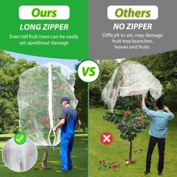 HASTHIP® Fruit Tree Netting with Zipper & Drawstring - 100x120cm Garden Plant Net Pest Barrier to Prevent Cicadas Bird Squirrel Deer image 5