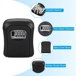 MEZON Combination Key Safe Box Outdoor Storage Box with Code Combination Password Security Lock Key Safe Lock Box for Outside Home office and Garage (Black) image 3