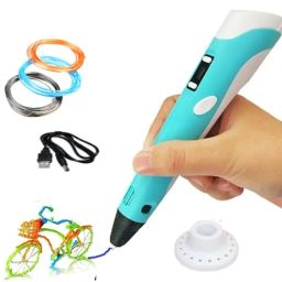 Combo Set of 3D Pen, LCD Display with 10 Pcs 5 Metre Different Color of Pla Filament Refills (1.75 Mm), Creative Modelling, Arts & Craft Kit - Multicolor, Kids image 2