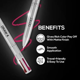 RENEE Draw 4-4-in-1 Lip Liner, Four Shades Pinks, Brown, Nude & Red in One Pen - Highly Pigmented, Rich Texture, Matte Finish, One-swipe Application & Travel-friendly image 1