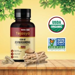 Tata 1mg Tejasya Ashwagandha KSM-66 Capsules | 600 mg Root Extract per Capsule | Supports Energy & Stamina | Clinically Researched | USDA Organic | Non-GMO | 60 Capsules image 5