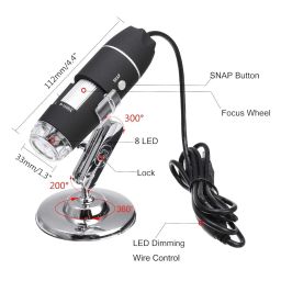 Tobo USB Microscope, 1600X Microscope Electron Microscope USB Camera Digital Microscope Video Camera 2MP 1600x1200 with 8 LED for Windows 2000/XP, Vista, 7/8/10 - TD-587IM-02 image 1