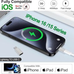 (Apple [MFi Adapter Lightning to USB C Adapter, Lightning Female to Type-C Male Connector for iPhone 16/15 16/15 Plus 16/15 Pro 16/15 Pro Max/iPad Pro/Air/Mini, Support Fast Charging & Data Sync image 2