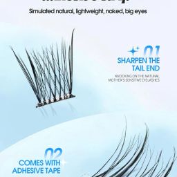 Gege Bear Glue Free False Eyelashes | Instant 3-Second Application – Just Press & Go | No Glue, No Mess, Just Flawless Lashes | Sweatproof & Long-Lasting Hold | Soft, Feathery Fibers for a Lightweight Feel | Reusable & Hypoallergenic | (GX3003-01 / Small Pearl-Blue) image 2