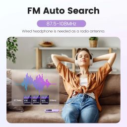 32GB MP3 Player with Bluetooth 5.3, AGPTEK A09X 2.4" Screen Portable Music Player with Speaker Lossless Sound with FM Radio, Voice Recorder, Supports up to 128GB, Purple image 5