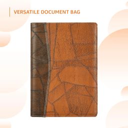 Amazon Basics Leatherette Document Files with 40 Leaf | Water Resistant | Durable | File Folders | Certificate Holder | B4, Grey Brown image 3
