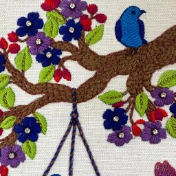 Embroiderymaterial Embroidery Kit Bird Nest Design Digital Printed & Written Instructions All Material image 5