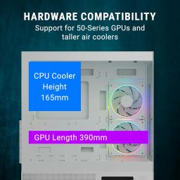 Ant Esports Crystal X3 LCD Mid-Tower ATX Computer Case/Gaming Cabinet - White | Support ATX, Micro-ATX, Mini-ITX | Pre-Installed 3 ARGB Fans image 3