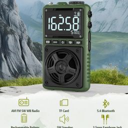 Bluetooth AM FM Shortwave Radio with NOAA Weather Alert,1250mAh Rechargeable Portable Pocket Radio with Best Reception,5W Big Speaker, Digital Tuner and Earphone,Support SD Card and USB MP3 Player image 1