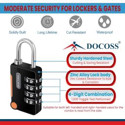 DOCOSS Metal 4 Digit Combination Number Lock for Bag Luggage Locks,Pack of 2 (Black,Grey) image 1