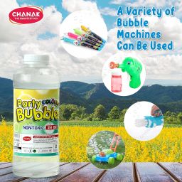 Chanak Bubble Liquid Solution Bottle, 750 ml of Colorful Bubbles Solution, Bubble Refill Bottle, Bubble Maker Liquid for Guns & Camera for Kids Above 3 Years, BIS Approved.(Pack of 1) image 2