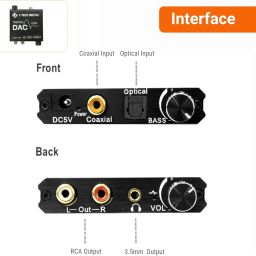 Digital to Analog Audio Converter with Headphone Amplifier & Bass Control by J-Tech Digital | 192kHz 24bit Optical Coaxial RCA 3.5mm image 2