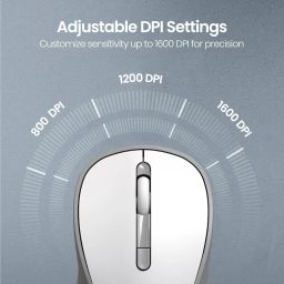 Portronics Toad 34 Wireless Mouse with 2.4 GHz Wireless, Adjustable Sensitivity, USB Receiver, Ergonomic Design, for Laptops, Desktops PC, Mac (White) image 3
