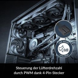 ARCTIC P12 Max (5 Pack) - PC Fans, High-Performance 120mm Case Fan, PWM Controlled 200–3300 RPM, Optimised for Static Pressure, 0dB Mode, Fluid Dynamic Bearing - Black image 4