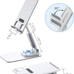 coku Mobile Stand for Desk 360° Rotation Height and Angle Adjustable Phone Holder for Table Foldable Desktop Mobile Holder for Home, Study & Video Shoot Fit for 4-10'' Smatphones (White) image 4