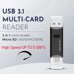 TYFY Series SD/Micro SD Card Reader USB & Type C (for Smart Phone) USB 3.1 OTG (High Speed Upto 5GB), Memory Card Reader Compatible with TF, SD, Micro SD, SDHC, SDXC, MMC, RS-MMC, Micro SDXC image 1