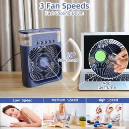 Drumstone [𝟏𝟓 𝐘𝐄𝐀𝐑𝐒 𝐖𝐀𝐑𝐑𝐀𝐍𝐓𝐘] 3 Speed Portable Air Cooler – 3-in-1 Mini Evaporative Humidifier with Water Spray, LED Colors, Timer, and Spray Modes for Home & Office_Multicolor image 3